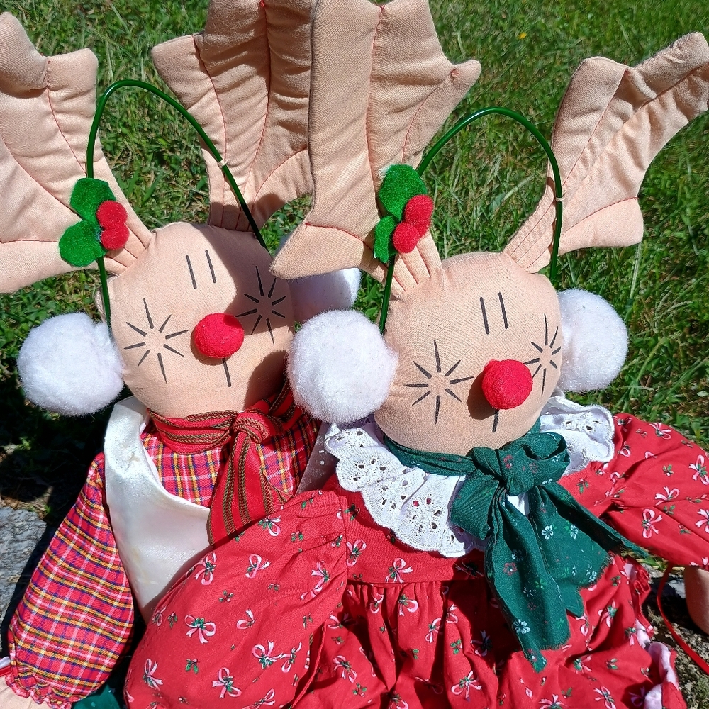 VTG, 1990s, House of Lloyd, 24" whimsical stuffed reindeer set
